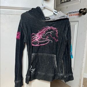 Children's Horse Graphic Hoodie - Black and Pink